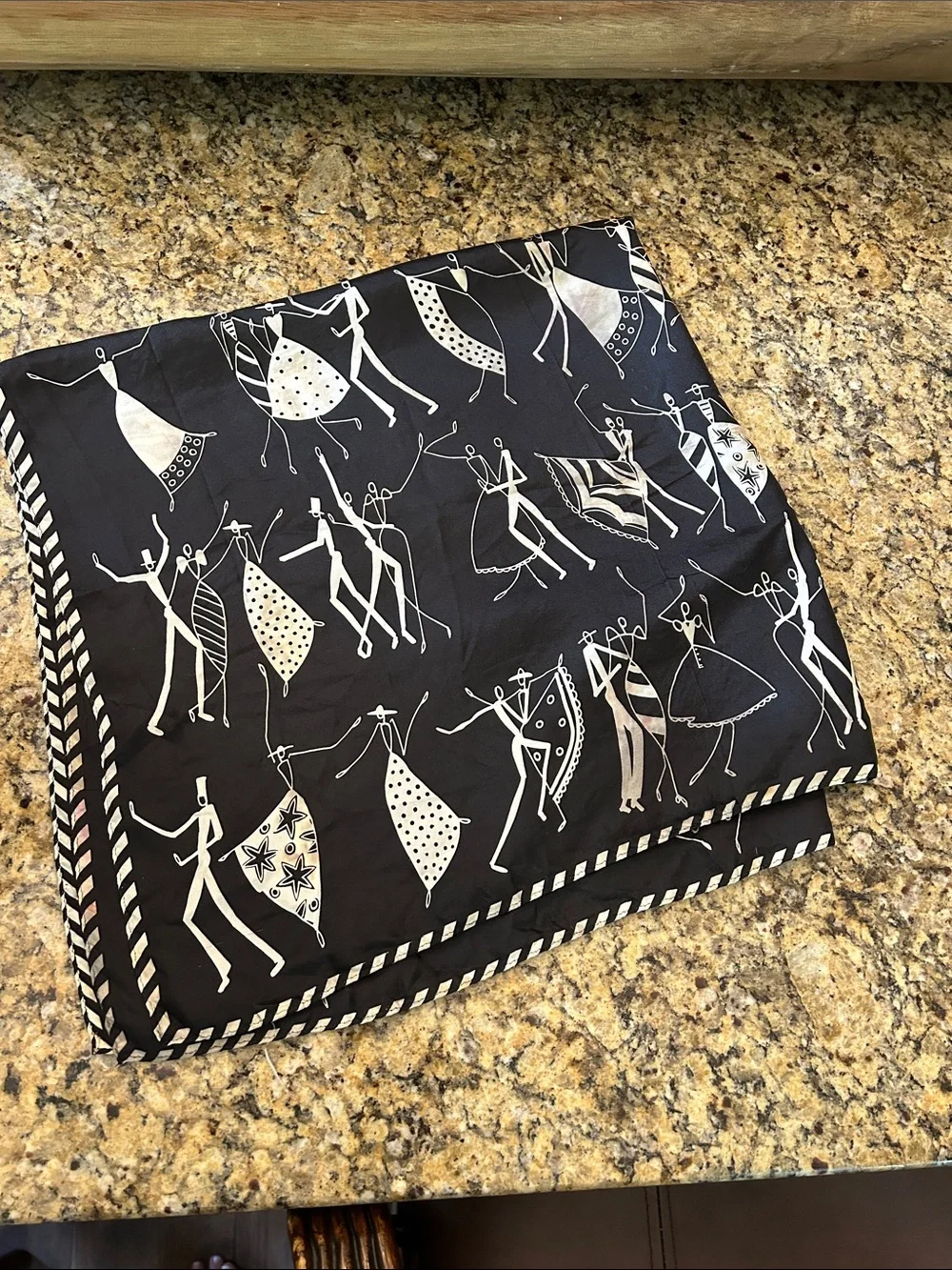 1960’s Echo Black & White Dancing Figures Silk Scarf